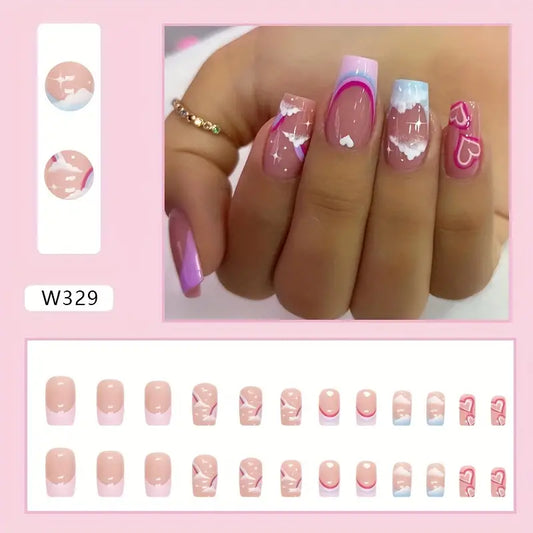 Pink Press On Finger Nails