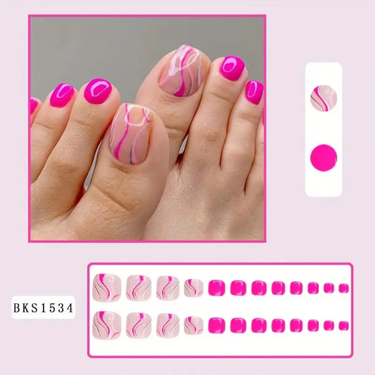 Pink Press On Toe Nails
