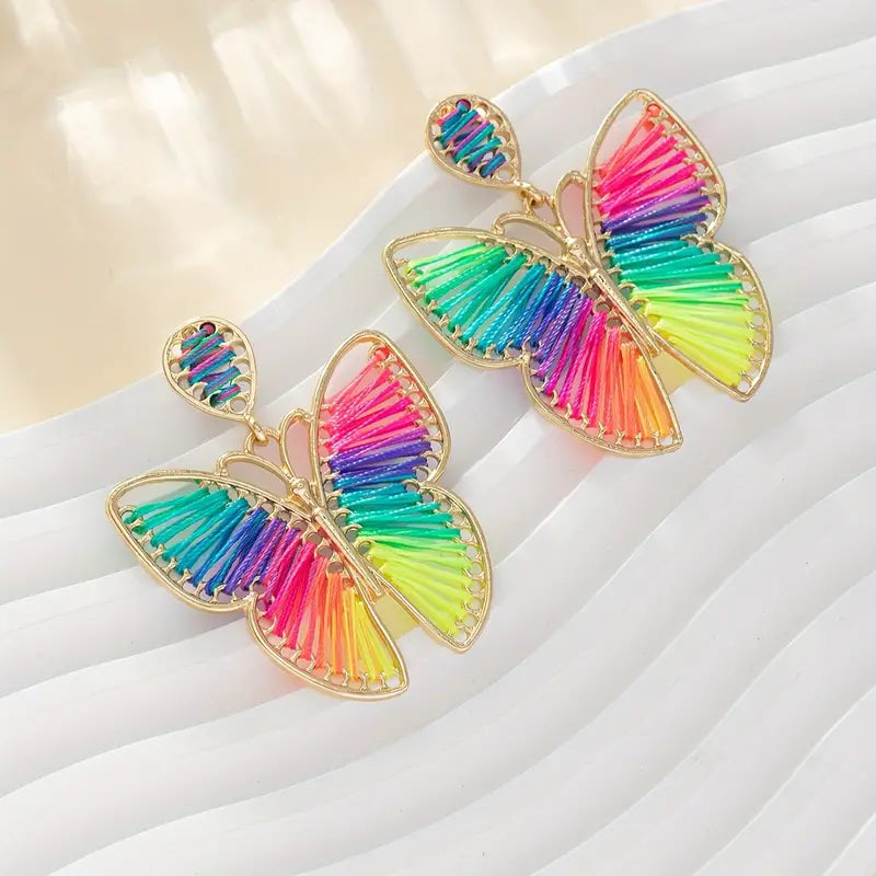 Bohemian Style Woven Butterfly Earrings