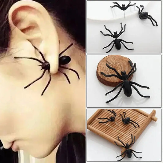 Halloween Funny Black Spider Stud Earrings