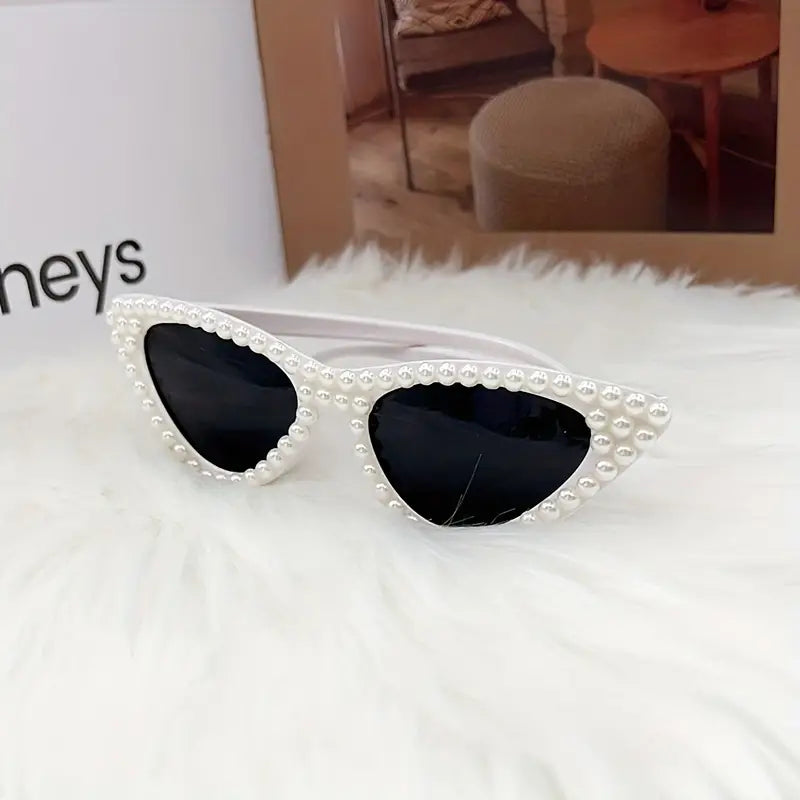 Faux Pearl Cat Eye Sunglasses