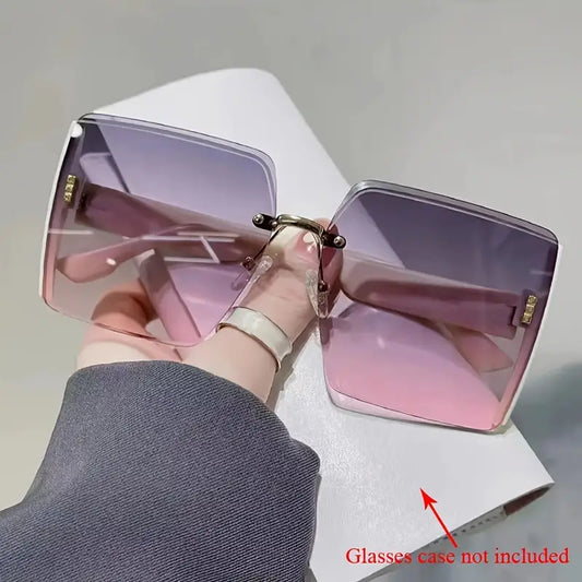Oversized Rimless Square Fashion Sunglasses