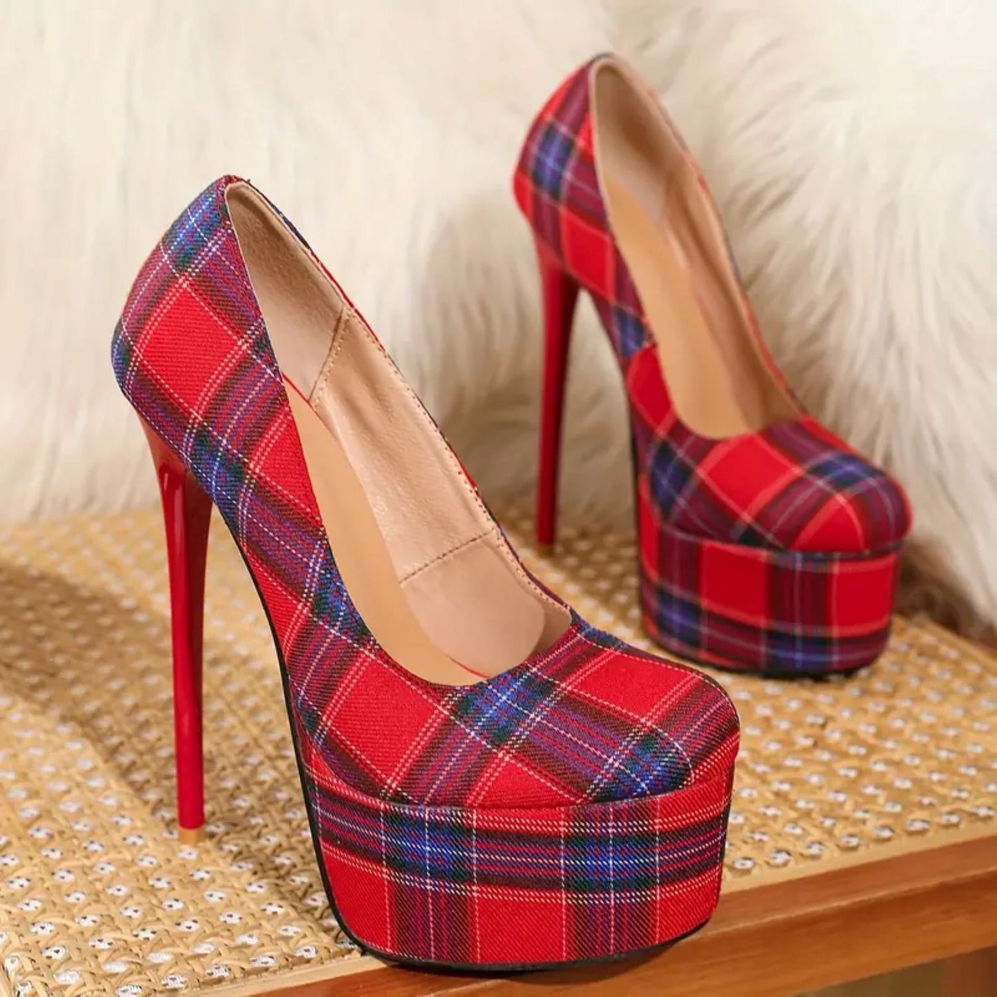 Plaid Pumps Ultra High Heels